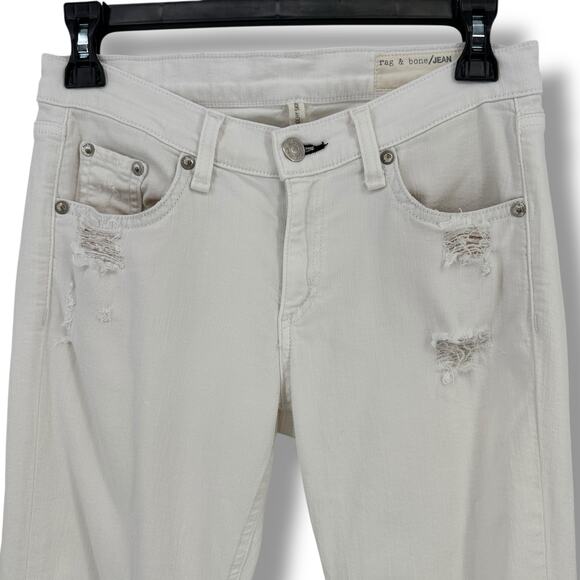 Rag & Bone Dash Slouchy Skinny Jeans Womens Size 24 White Distressed Stretch - Picture 2 of 8